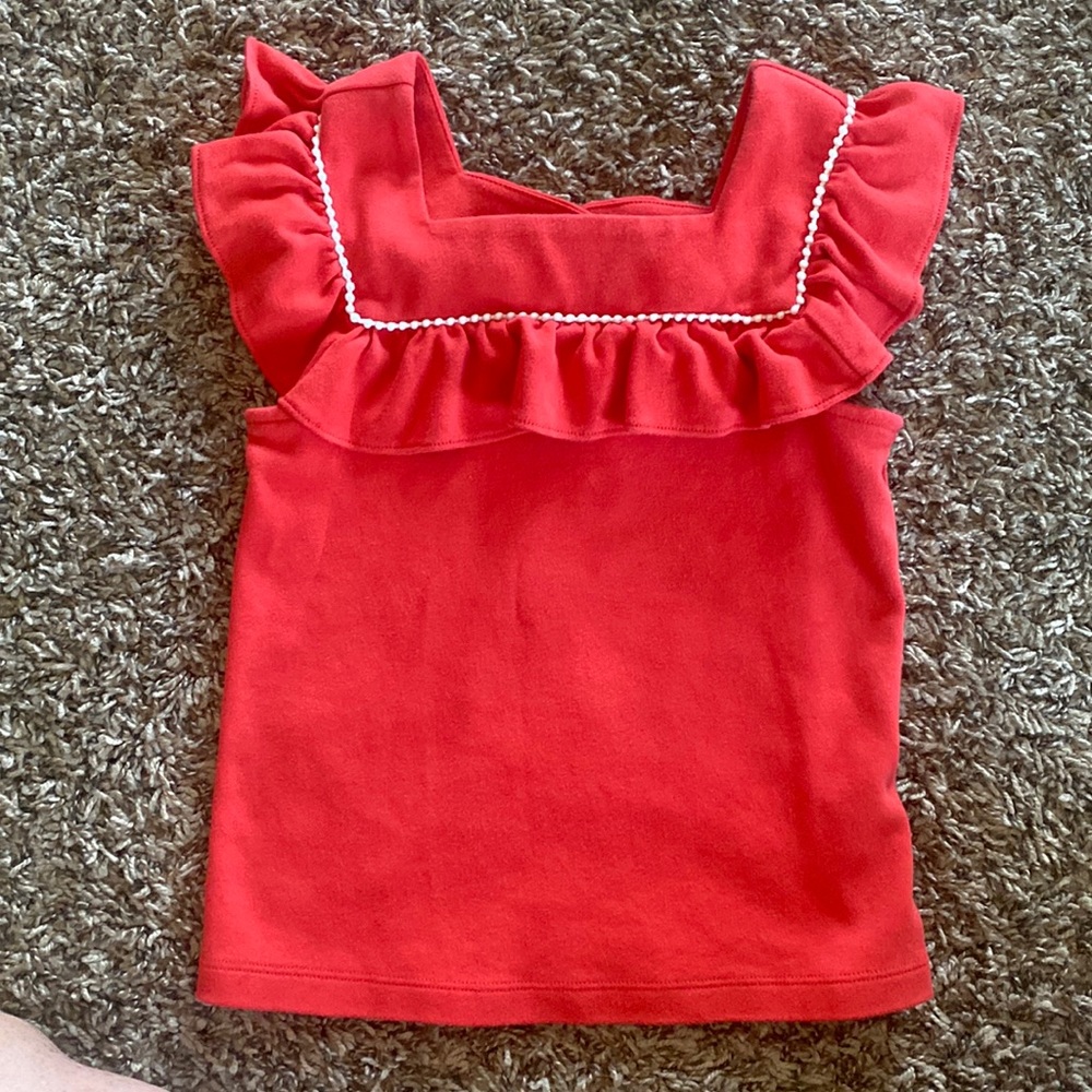 Janie and Jack girls size 6 square neck ruffle top